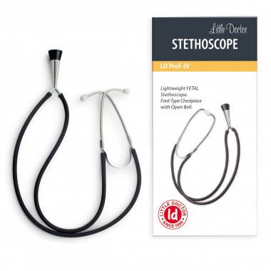 Stetoscop obstretical Little Doctor LD Prof IV, forma de clopot, 2 tuburi, lungime tub 56 cm, Negru/Inox