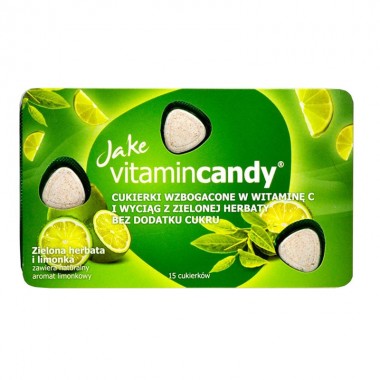 Drajeuri fara zahar VitaminCandy cu Vitamina C, extract de ceai verde si gust de lime, 18 g